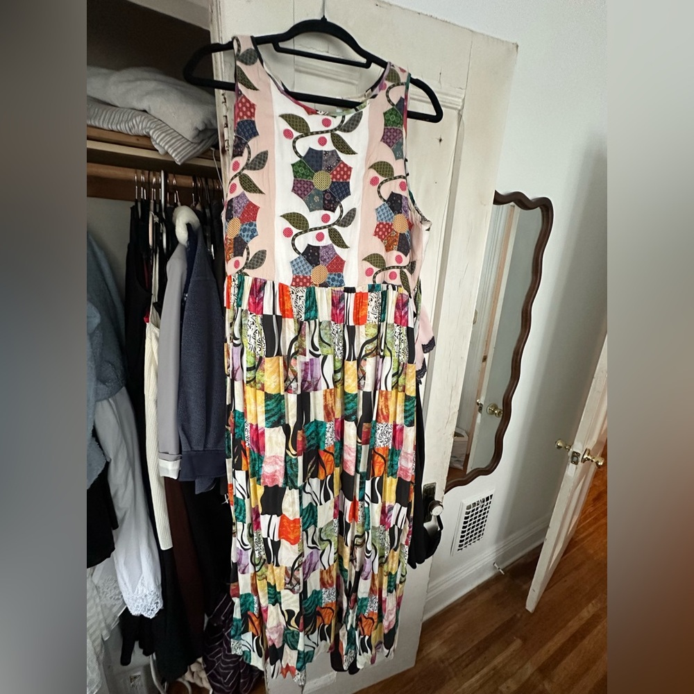 Anthropologie mixed pattern quilted dress—EUC